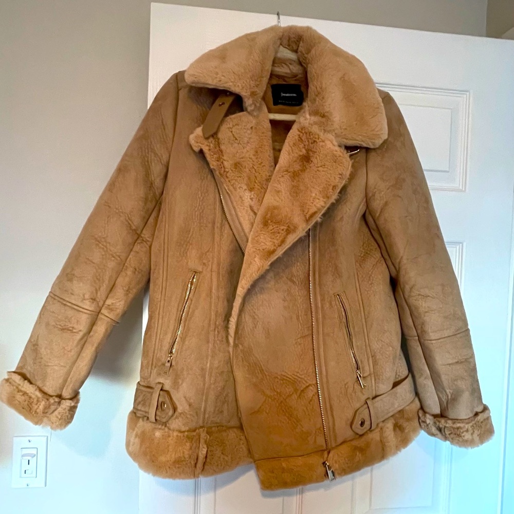 Faux fur aviator coat